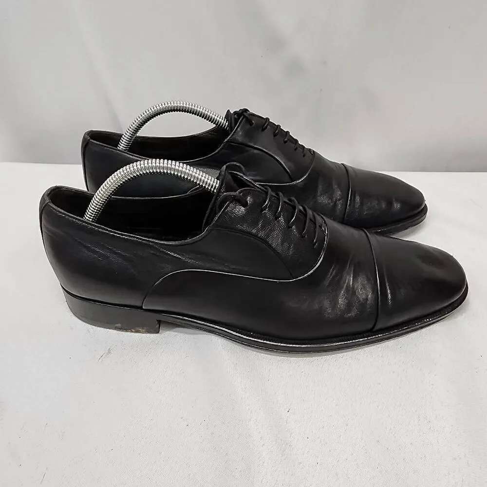 Bruno Magli Maioco Oxford Men's 8 Black Leather Cap Toe Dress Shoes